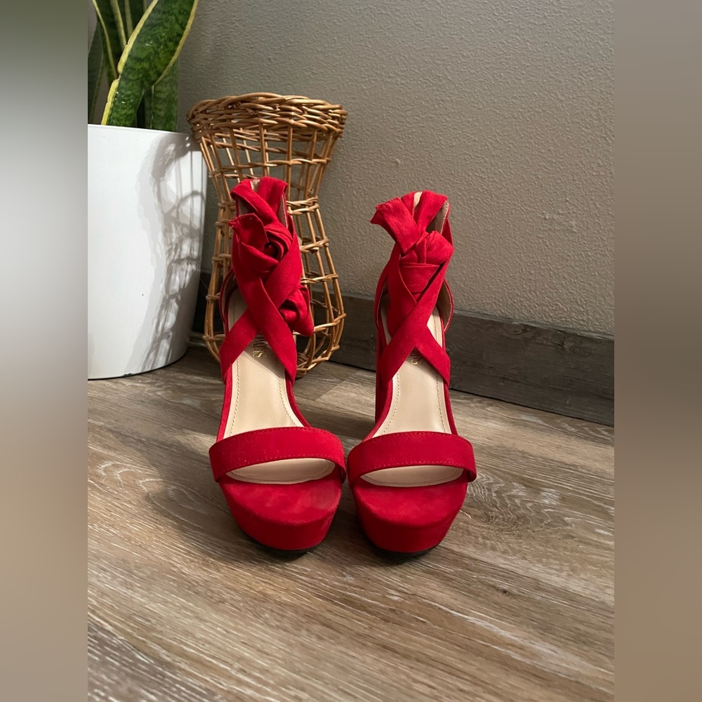Red platform heels